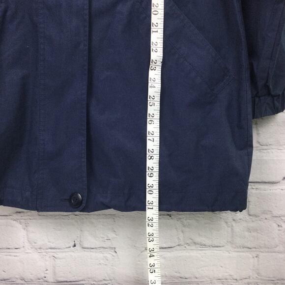 London Fog Hooded Minimalist Preppy Lightweight Casual Blue Full Zip Coat Size 8 - Picture 10 of 11